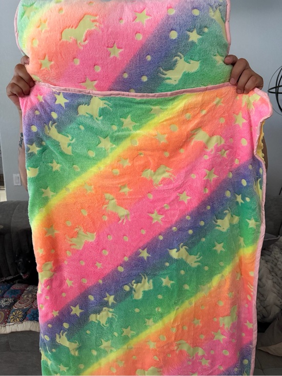 Losftan Other - Kids Rainbow Unicorn Stars Plush Blanket and Pillow Nap Mat